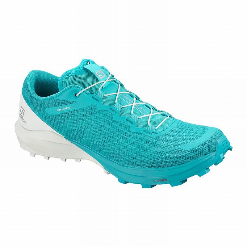 Salomon SENSE PRO 4 Zapatillas Trail Running Mujer - Azules / Blancas - Colombia (39016-VYFB)